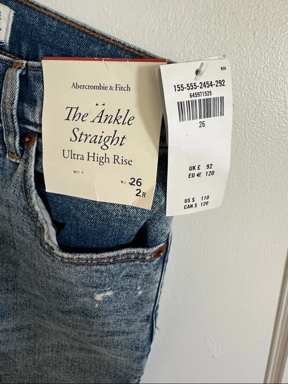 Abercrombie & Fitch The Ankle Straight Ultra High Rise Patchwork Jeans - Picture 2 of 4